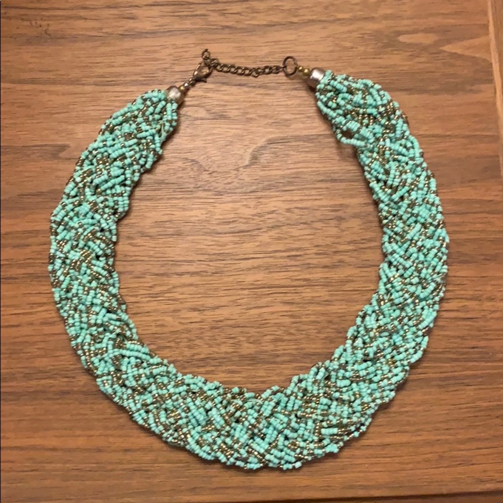 Mint green beaded statement necklace